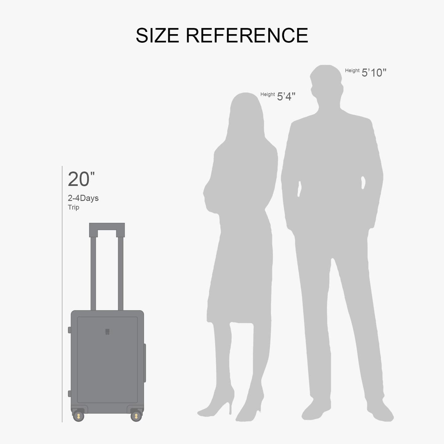 LEVEL8 20" Carry-On Luggage Airline Approved TSA Lock Dark Grey