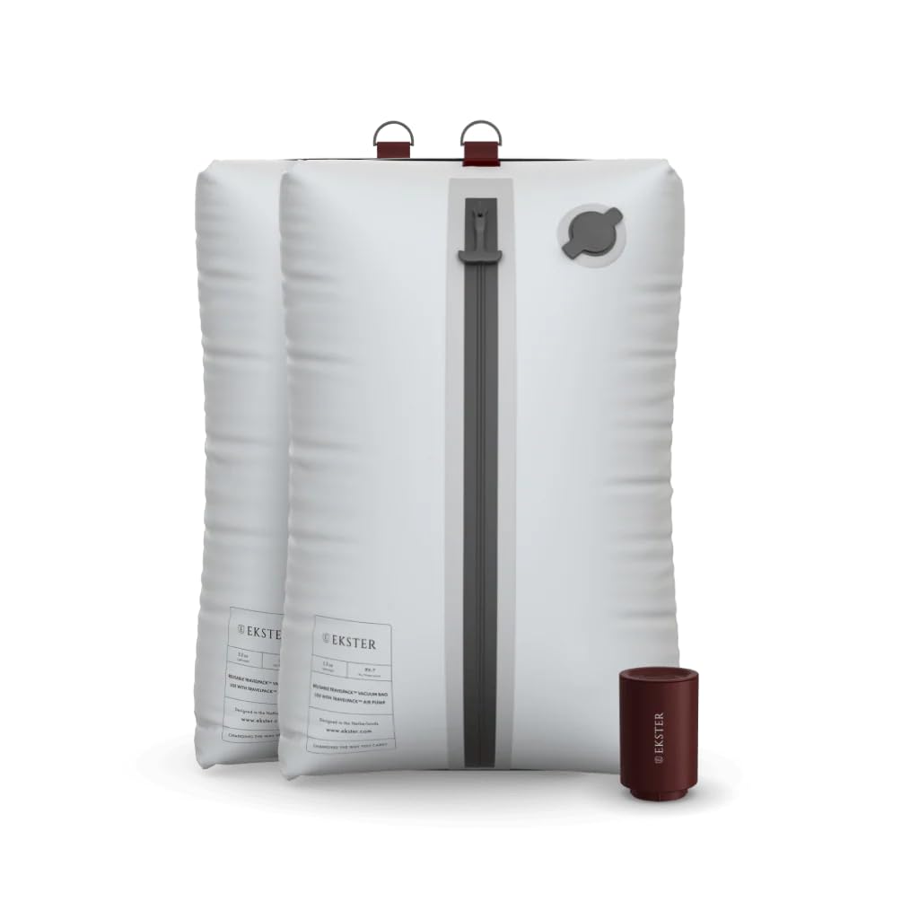Ekster Travel Vacuum Compression Bags with Pump – 2 Pack Gray
