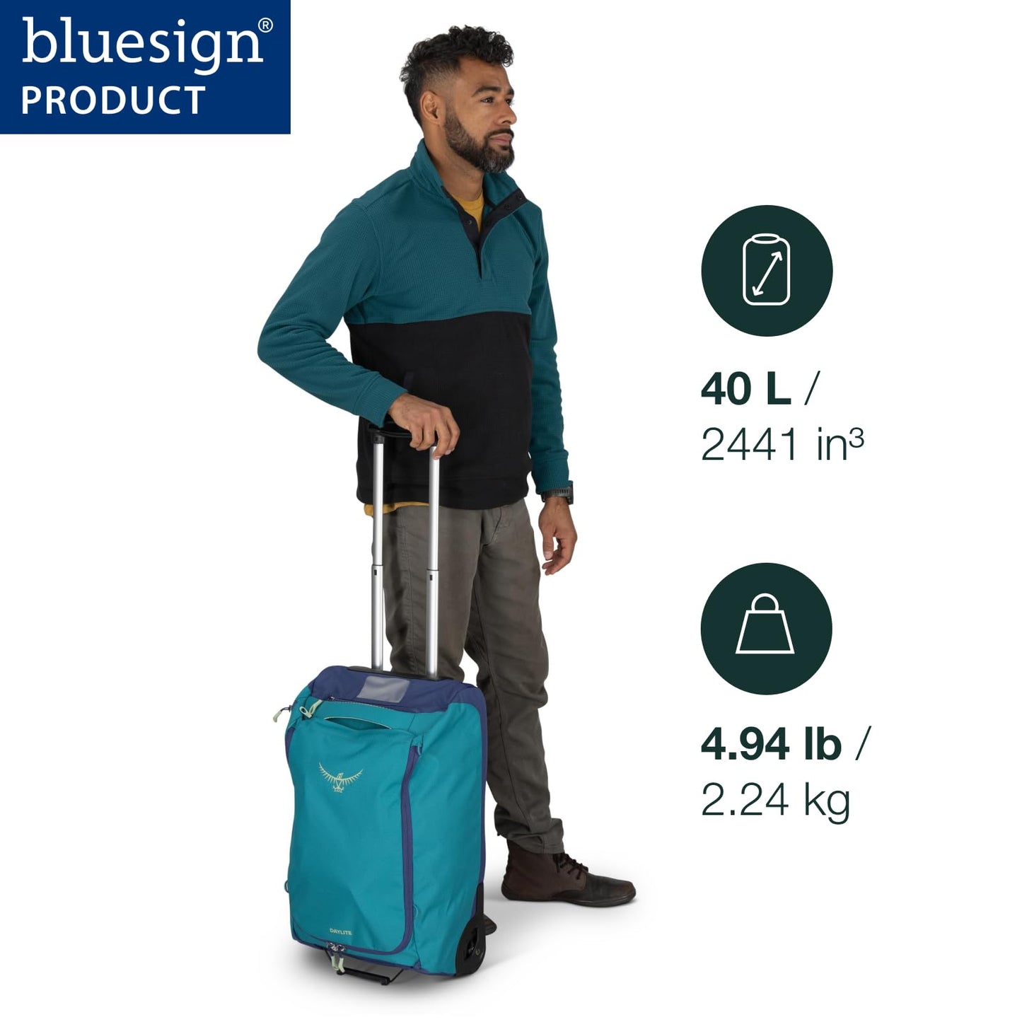 Osprey Daylite 40L Wheeled Carry-On Duffel | Night Shift Blue