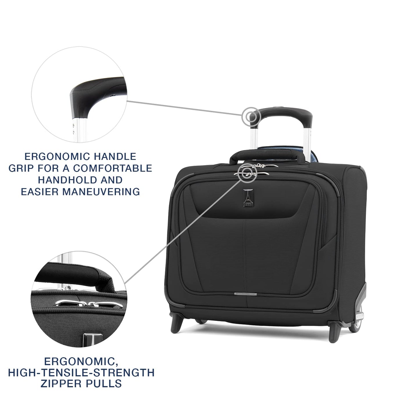 Travelpro Maxlite 5 Lightweight Rolling Underseat Tote Bag, Black, 14"