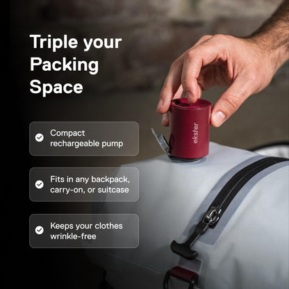 Ekster Travel Vacuum Compression Bags with Pump – 2 Pack Gray