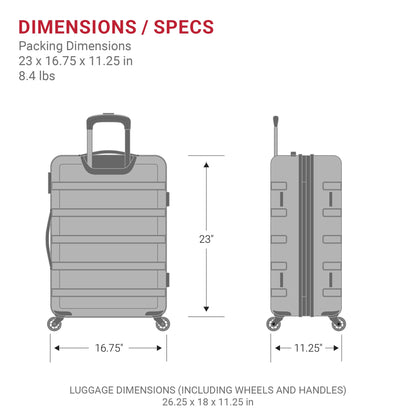 SwissGear 7366 Hardside Expandable Checked Luggage with Spinner Wheels, Black