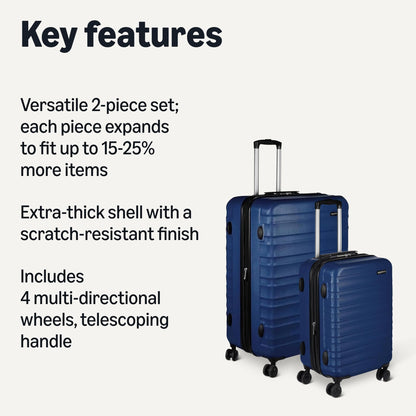 Amazon Basics 2-Piece Hardside Luggage Set 21" & 30" Navy Blue