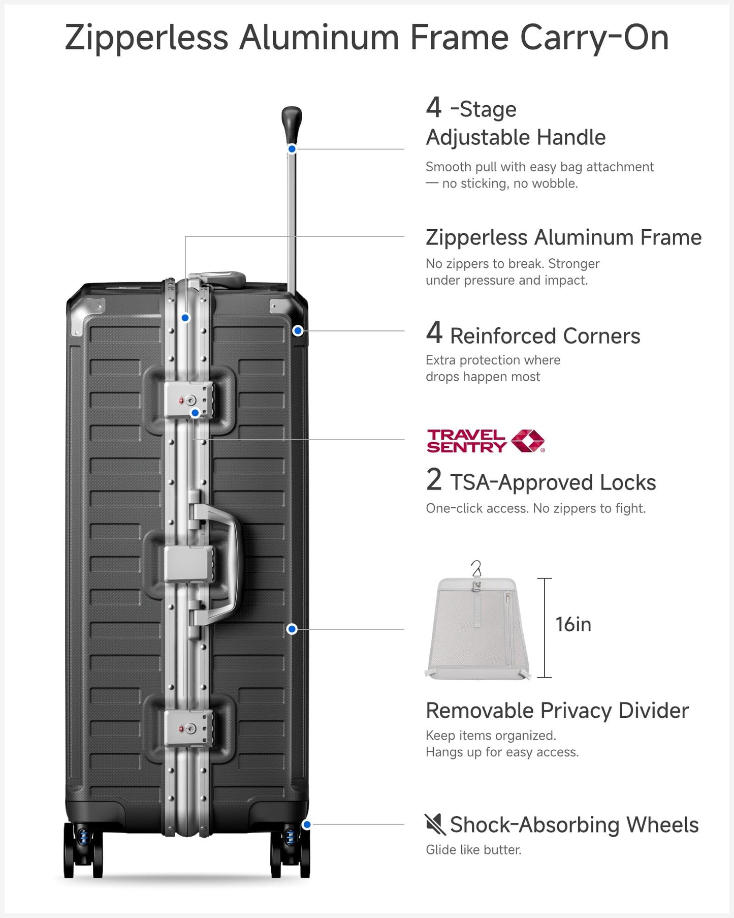 Luggex 28" Zipperless Aluminum Frame Polycarbonate Suitcase