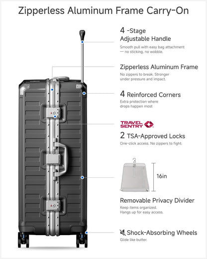 Luggex 28" Zipperless Aluminum Frame Polycarbonate Suitcase