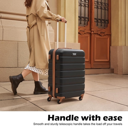 Coolife 3-Piece Hardshell Lightweight Luggage Set – Apricot Black