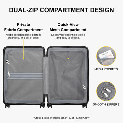 LEVEL8 20" Carry-On Luggage Airline Approved TSA Lock Dark Grey