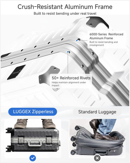Luggex 28" Zipperless Aluminum Frame Polycarbonate Suitcase