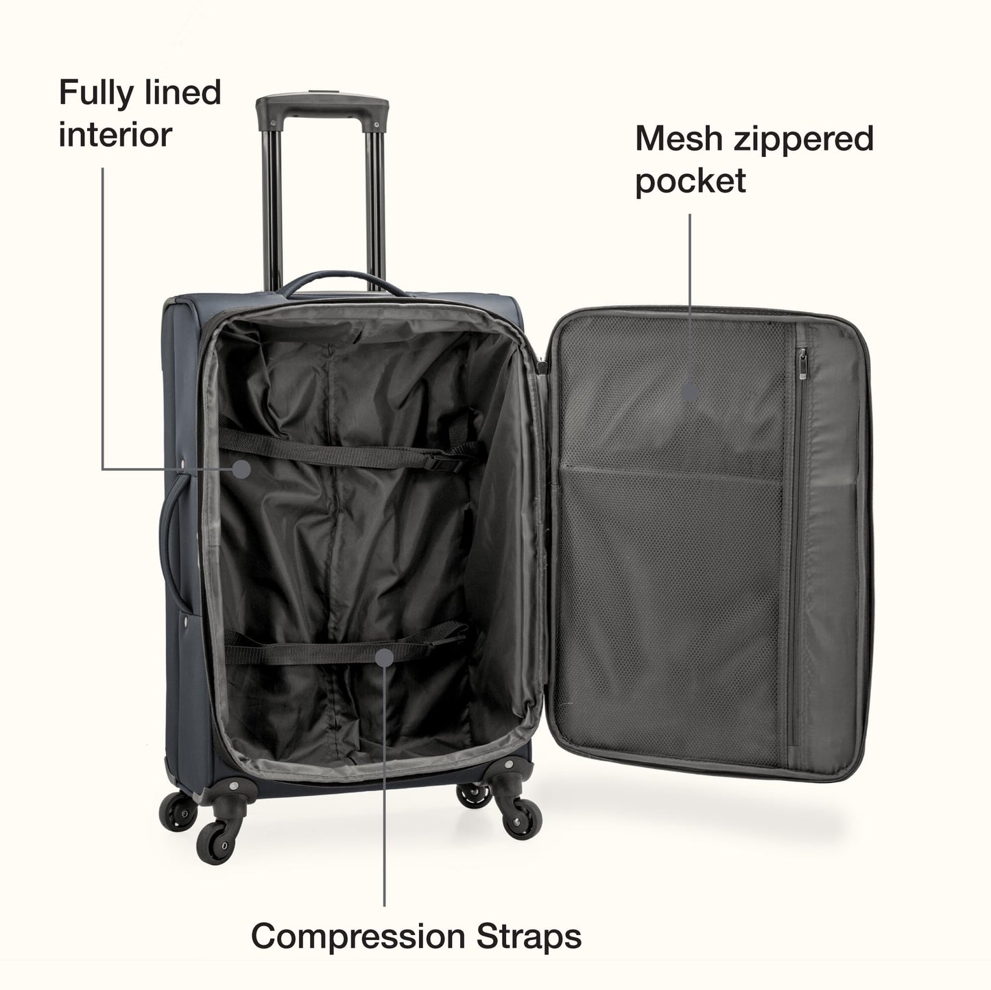 U.S. Traveler Anzio Softside Expandable Spinner Luggage, Dark Grey, 30"