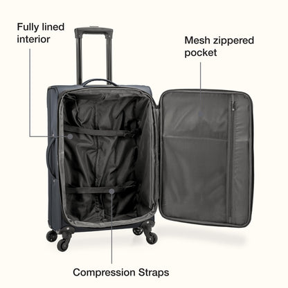 U.S. Traveler Anzio Softside Expandable Spinner Luggage, Dark Grey, 30"