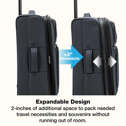 U.S. Traveler Anzio Softside Expandable Spinner Luggage, Dark Grey, 30"