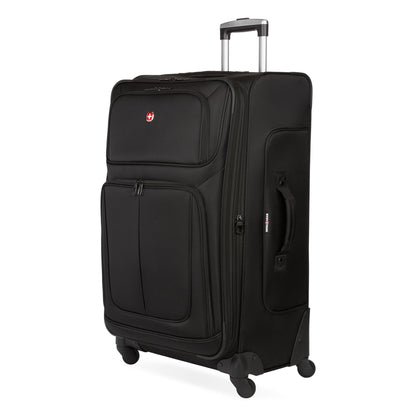 SwissGear Sion Softside Expandable Spinner Luggage, Black, Large Checked