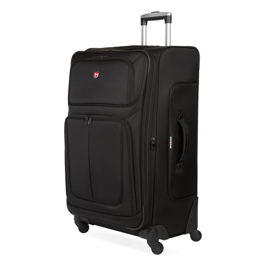 SwissGear Sion Softside Expandable Spinner Luggage, Black, Large Checked