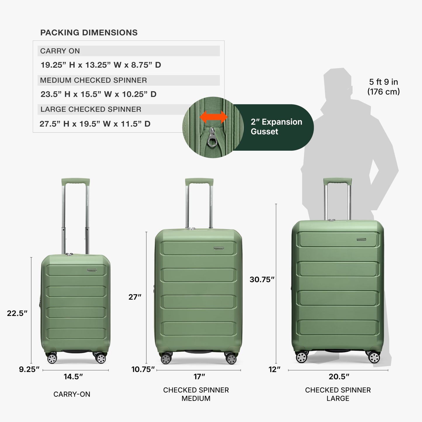 Traveler's Choice Pagosa Hardshell Expandable Carry-On Spinner, Green, 22"