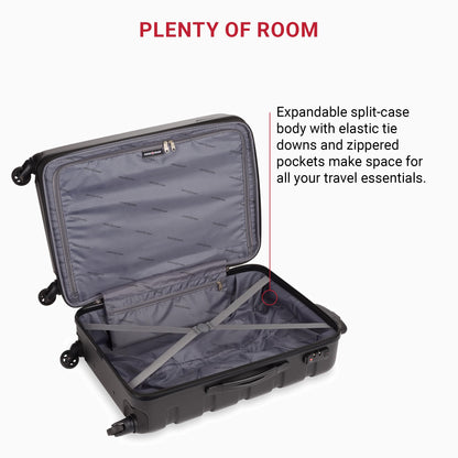 SwissGear 7366 Hardside Expandable Checked Luggage with Spinner Wheels, Black