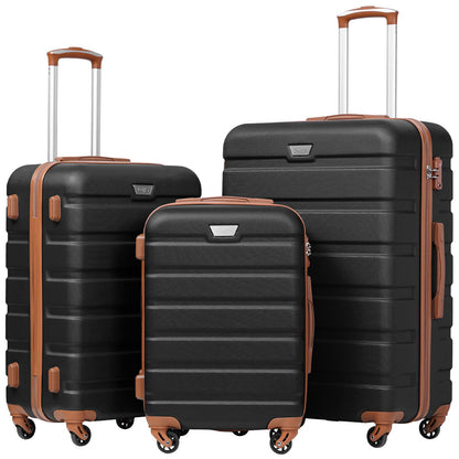Coolife 3-Piece Hardshell Lightweight Luggage Set – Apricot Black
