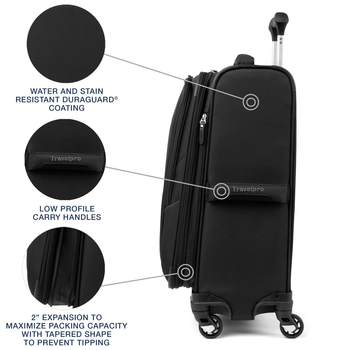 Travelpro Maxlite 5 Softside Expandable Carry-On Spinner Luggage, Black