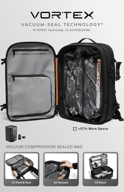 BlackVoyage Vortex 60L Vacuum Seal Travel Backpack White – TSA Lock