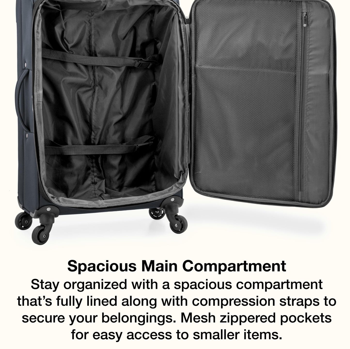 U.S. Traveler Anzio Softside Expandable Spinner Luggage, Dark Grey, 30"