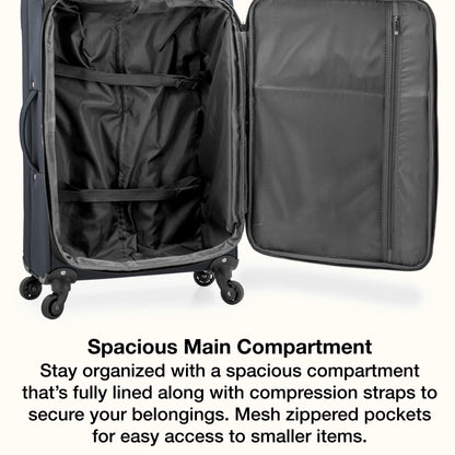 U.S. Traveler Anzio Softside Expandable Spinner Luggage, Dark Grey, 30"